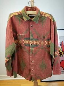 VINTAGE ORVIS THICK CHAMOIS AZTEC NAVAJO SOUTHERN BUTTON UP SHIRT SZ LARGE - Picture 1 of 5