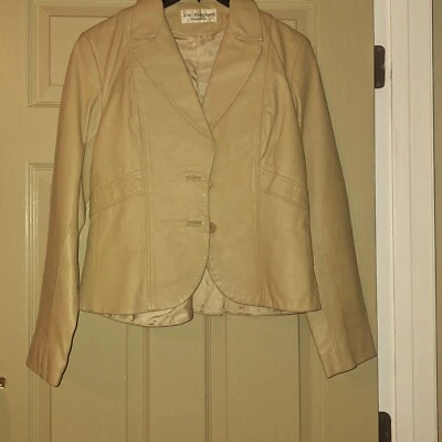 Chaqueta de cuero vintage Lew Magram para mujer color tostado talla S Foto 1 de 4