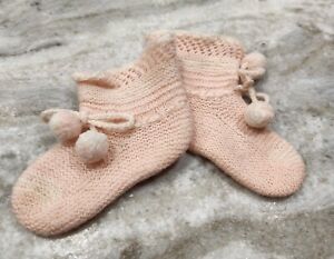 Vintage 1940s/1950s Pink Handmade Baby/Infant Booties 