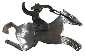 Vtg 925 Anne Harvey Sterling Silver Man Riding Horse Brooch Pin Hat Lapel 2.5” - Picture 1 of 4