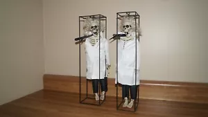 LOT OF 2 HALLOWEEN SKELETONS IN METAL CAGE TABLETOP DECOR FIGURINES by NCI - Picture 1 of 10