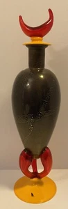 RARA JARRA DE MURANO DE VIDRIO ARTÍSTICO FIRMADA POR CARLO MORETTI HECHA EN ITALIA MANCHA DE ORO 16” - Imagen 1 de 24
