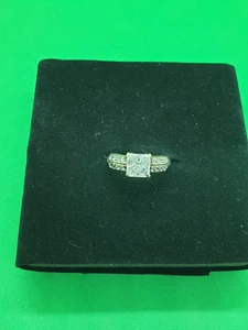 vintage plata dq cz vestido anillo cz conjunto en hombros talla N. - Imagen 1 de 9