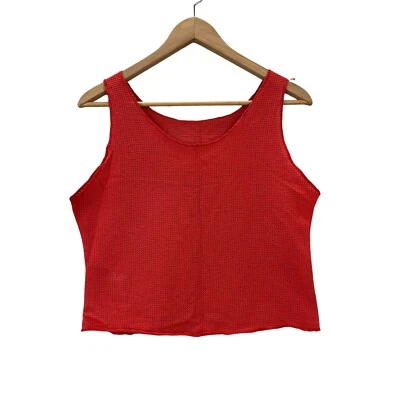 Camiseta sin mangas recortada vintage de los 80’s para mujer de malla roja aeróbicos baile se adapta a pequeña Foto 1 de 4