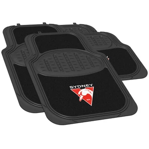 84035 SYDNEY SWANS AFL TEAM LOGO SET OF 4 CAR FLOOR MATS FOR MOTOR VEHICLE - Picture 1 of 2