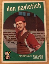 1959 Topps Don Pavletich Baseball Card #494 Cincinnati Redlegs Catcher Low Grade