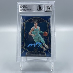 LaMelo Ball Signed 2020-21 Panini Select Blue #63 RC Beckett BAS 10 Auto