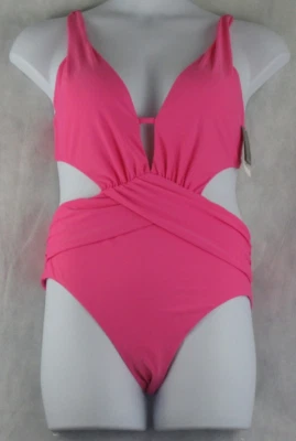 Traje de baño Bar III drapeado monokini de una pieza para mujer, rosa Candy Kiss, grande Foto 1 de 2