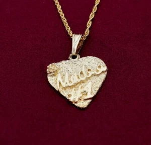 14KT GOLD EP "#1 MADRE" HEART CHARM & 30" ROPE CHAIN - Afbeelding 1 van 3