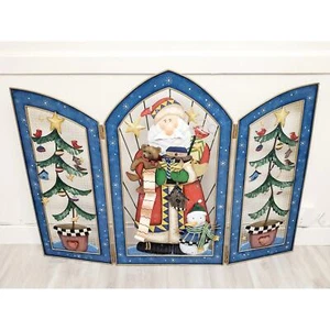 Santa Claus Metal Fireplace Screen Christmas Decoration - Picture 1 of 6