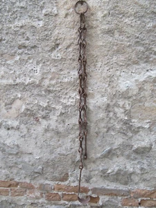 VTG RARE 18TH C HAND FORGED CHIMNEY COOKING CHAIN HEARTH FIREPLACE TRAMMEL HOOKS - Picture 1 of 8