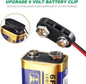 9V Battery Connector Snap Clip L Type 9 Volt Cable Cord Black 12 Pack - Picture 1 of 7