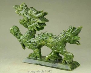 100% Exquisite natural jade Handmade hand-carved dragon statues - Picture 1 of 6