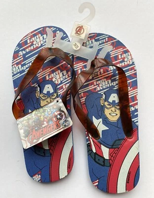 Marvel Avengers Blue Red Summer Flip Flops Shoes Beach Pool BNWT - 1.5 / 2.5 UK - Image 1 of 4