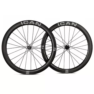 ICAN Alpha 52 Disc Pro Carbon Road Bike Disc Wheelset 1570g 21mm Inner Width - Picture 1 of 9