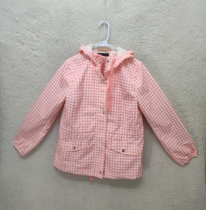 Talbots Women Jacket Small Pink White Polyester Gingham Hooded Pockets Outdoor - Picture 1 of 16