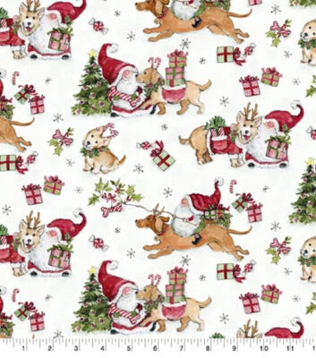 Tela de Navidad Susan Winget Gnomos Cachorros FQ HY BTY Cuarto Graso Por Yarda Foto 1 de 3