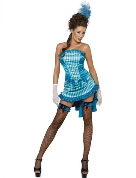 Damas Azul Dama Elegancia Burlesque Salón Niña Lata Vestido Elegante Disfraz Foto 1 de 1