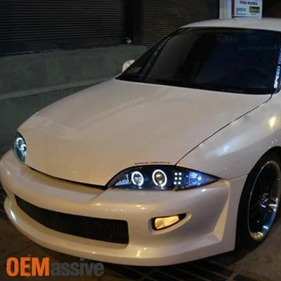 Fits 95-99 Chevy Cavalier Black Dual Halo Projector LED Headlights Left+Right - Image 1 of 4