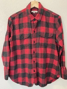 Camisa de franela Madewell abotonada roja búfalo a cuadros peso pesado pequeña vacaciones - Imagen 1 de 8
