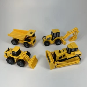 Lot of 4 Caterpillar Mini CAT Construction Trucks Dump Dozer 3.5" Yellow Plastic - Picture 1 of 20