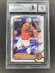 Jackson Holliday 2022 Bowman Draft 1st Signed Autographed BGS 10 Authentic AUTO - Picture 1 of 3