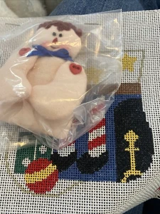 kathy schenkel needlepoint canvas Mini Christmas Stocking Fireplace Toys Doll - Picture 1 of 3