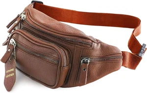Cangurera de piel genuina unisex con bolsillos ideal viaje ciclismo correr - Bild 1 von 12
