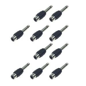 10 PACKS RCA Female Jack To 6.3mm 1/4" Male Mono Plug Audio Adapter Connector o - Picture 1 of 5