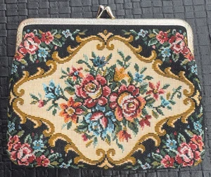 Gobelin / Petit Point Stickerei Portemonnaie Geldbeutel ca. 14,5 x 13 cm - 50er - Bild 1 von 5