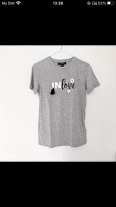 Grey Summer Womens Tshirt Brand New With Tag Unworn In Love With Application 4UK - Picture 1 of 6