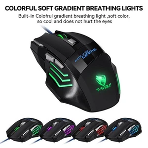 7D Wired Mouse USB Gaming Mouse RGB Backlit Ergonomic Game Mice _ou - Photo 1/9