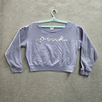 ROSA Victoria's Secret Mujer Sudadera XL Púrpura Polar Logo Manga Larga Foto 1 de 4