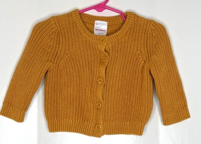 Hanna Andersson Girls 70 cm 6-12 months long sleeve Gold Knit Cardigan Sweater - Image 1 of 4
