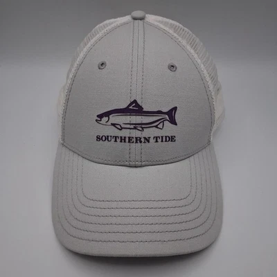 Southern Tide Hat Cap Snapback Gray White Mesh Purple Skipjack Tuna Fish Logo - Image 1 of 4