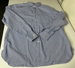 Ralph Lauren Purple Label blau kariertes langärmliges Herrenhemd 17,5 XL ITALIEN - Bild 1 von 10