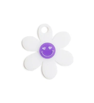 Plato/dije/decoración tapa taza Stanley ajuste 40 oz (cara sonriente púrpura margarita blanca) Foto 1 de 2