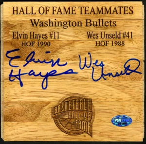 Elvin Hayes Wes Unseld SIGNED 6x6 Floorboard Washington Bullets PSA AUTOGRAPHED - Picture 1 of 1