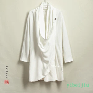 Chinese Style Men's Cotton Linen Mid Long Hanfu Windbreaker Jackets Trench Shirt - Picture 1 of 26