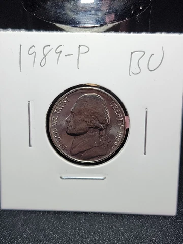 1989 P Jefferson Nickel in Uncirculated Condition in Coin-Flip Cover
