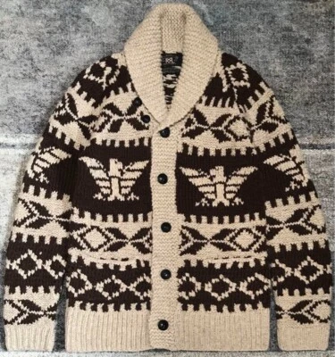 Double Rl Cardigan Sweater RRL Hand Knit Thunderbird Ralph Lauren Size S Vintage - Image 1 of 4