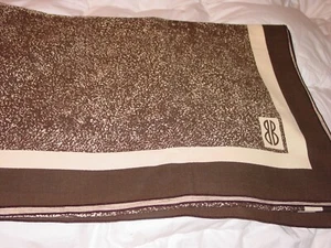BILL BLASS MODERN 52 X 72" RECTANGLE BROWN MONOGRAM TABLECLOTH MID CENTURY VTG - Picture 1 of 6