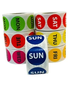 2" Round Blue Day of the Week SUNDAY Inventory Labels 500 Per Roll - Picture 1 of 6