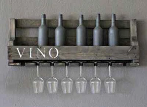 Original Dekorie Vino Estantería Con Gläserhalter Botellero Vino Madera Negra - Imagen 1 de 3