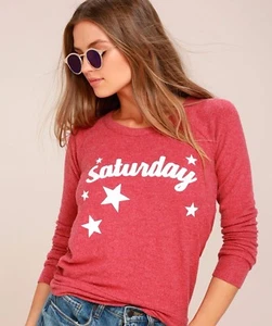 Chaser Saturday Washed Red Sweatshirt Size S or M - Picture 1 of 4