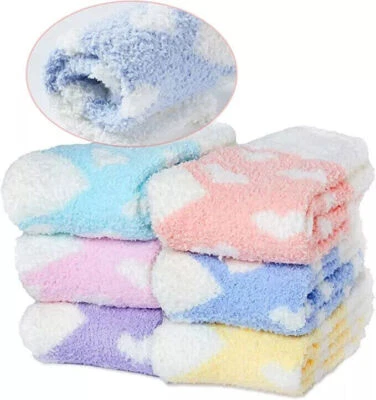 6Pairs Women Ladies Soft Fluffy Bed Socks Winter Warm Lounge Slipper Fleece Sock - Image 1 of 4