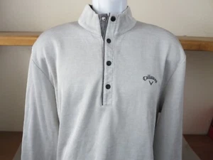 New Men's Callaway Grey Pullover Sweater Four Snaps Golf Long Sleeve Size XL - Picture 1 of 7