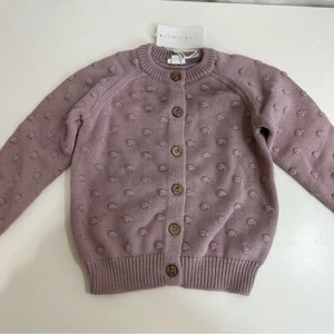Jamie Kay Simple Dotty Cardigan Sweater in Heather Haze 3YR - Picture 1 of 11