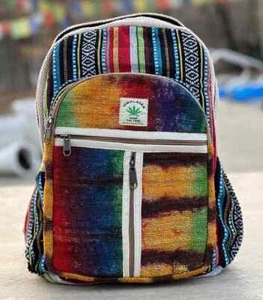 Mochila Grande Multi Bolsillo Natural Cáñamo Natural Hecha a Mano - Imagen 1 de 4