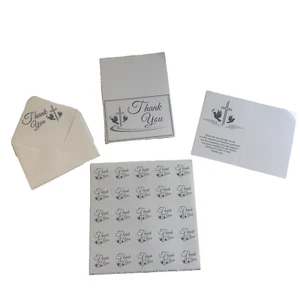 50 Stück Dankesgedenk Trauerkarten, Umschläge, Briefmarken Friedliche Tauben Kreuz - Bild 1 von 6